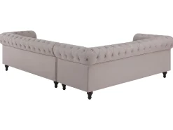 Beliani 6-Istuttava Kulmasohva Kangas Oikeak. Beige Chesterfield Hot