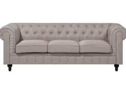 Beliani 6-Istuttava Kulmasohva Kangas Oikeak. Beige Chesterfield Hot