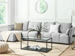 Beliani 4-Istuttava Kulmasohva Kangas Oikeak. Vaaleanharmaa Tomra Outlet