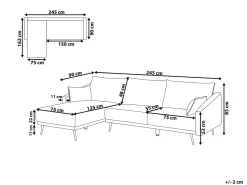 Beliani 3-Istuttava Kulmasohva Led-Valoilla Sametti Oikeak. Harmaa Varde Sale