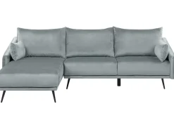 Beliani 3-Istuttava Kulmasohva Led-Valoilla Sametti Oikeak. Harmaa Varde Sale