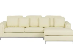 Beliani 4-Istuttava Kulmasohva Nahka Vasenk. Kermanvalkoinen Oslo New