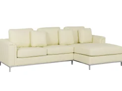 Beliani 4-Istuttava Kulmasohva Nahka Vasenk. Kermanvalkoinen Oslo New