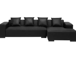 Beliani 3-Istuttava Kulmasohva Nahka Vasenk. Musta Lungo Best Sale