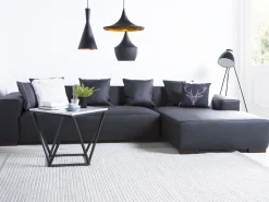 Beliani 3-Istuttava Kulmasohva Nahka Vasenk. Musta Lungo Best Sale