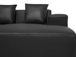 Beliani 3-Istuttava Kulmasohva Nahka Vasenk. Musta Lungo Best Sale