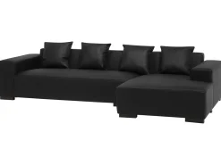 Beliani 3-Istuttava Kulmasohva Nahka Vasenk. Musta Lungo Best Sale