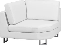 Beliani 6-Istuttava Kulmasohva Nahka Oikeak. Valkoinen Stockholm Outlet