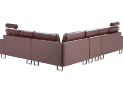 Beliani 6-Istuttava Kulmasohva Nahka Vasenk. Ruskea Stockholm Clearance