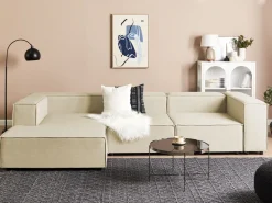 Beliani 3-Istuttava Kulmasohva Pellava Oikeak. Beige Aprica Cheap