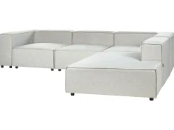 Beliani 3-Istuttava Kulmasohva Pellava Vasenk. Vaaleanharmaa Aprica Cheap