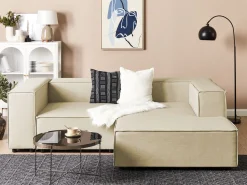 Beliani 2-Istuttava Kulmasohva Pellava Vasenk. Beige Aprica Store