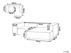 Beliani 2-Istuttava Kulmasohva Pellava Vasenk. Beige Aprica Store
