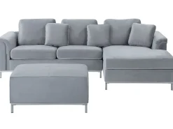 Beliani 4-Istuttava Kulmasohva Rahilla Sametti Vasenk. Harmaa Oslo Hot