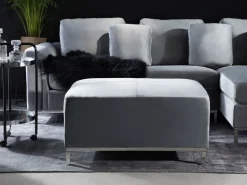 Beliani 4-Istuttava Kulmasohva Rahilla Sametti Vasenk. Harmaa Oslo Hot