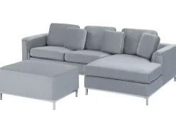 Beliani 4-Istuttava Kulmasohva Rahilla Sametti Vasenk. Harmaa Oslo Hot