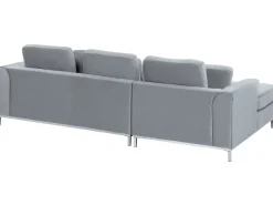 Beliani 4-Istuttava Kulmasohva Rahilla Sametti Vasenk. Harmaa Oslo Hot