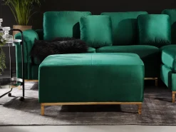 Beliani 4-Istuttava Kulmasohva Rahilla Sametti Vasenk. Tummanvihrea Oslo Hot