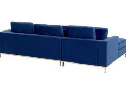 Beliani 4-Istuttava Kulmasohva Rahilla Sametti Vasenk. Tummansininen Oslo Cheap