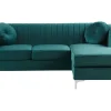 Beliani 3-Istuttava Kulmasohva Sametti Vasenk. Smaragdinvihrea Timra Discount