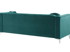 Beliani 3-Istuttava Kulmasohva Sametti Vasenk. Smaragdinvihrea Timra Discount