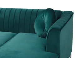 Beliani 3-Istuttava Kulmasohva Sametti Vasenk. Smaragdinvihrea Timra Discount