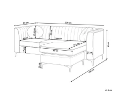 Beliani 3-Istuttava Kulmasohva Sametti Vasenk. Smaragdinvihrea Timra Discount