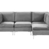 Beliani 4-Istuttava Kulmasohva Sametti Vasenk. Harmaa Evja New