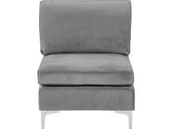 Beliani 4-Istuttava Kulmasohva Sametti Vasenk. Harmaa Evja New