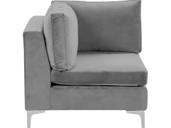 Beliani 4-Istuttava Kulmasohva Sametti Vasenk. Harmaa Evja New