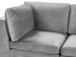 Beliani 4-Istuttava Kulmasohva Sametti Vasenk. Harmaa Evja New