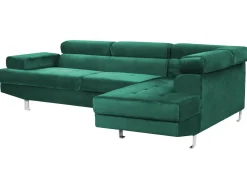 Beliani 5-Istuttava Kulmasohva Sametti Vasenk. Vihrea Norrea Cheap