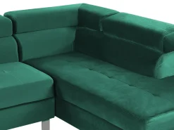 Beliani 5-Istuttava Kulmasohva Sametti Vasenk. Vihrea Norrea Cheap