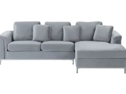 Beliani 4-Istuttava Kulmasohva Sametti Vasenk. Harmaa Oslo Store