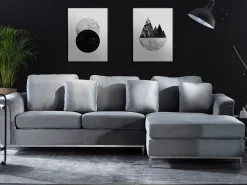 Beliani 4-Istuttava Kulmasohva Sametti Vasenk. Harmaa Oslo Store