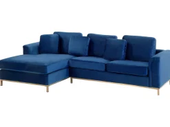 Beliani 4-Istuttava Kulmasohva Sametti Oikeak. Tummansininen Oslo Sale