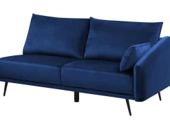 Beliani 3-Istuttava Kulmasohva Sametti Oikeak. Laivastonsininen Varde Best Sale