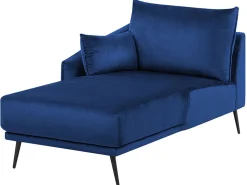 Beliani 3-Istuttava Kulmasohva Sametti Oikeak. Laivastonsininen Varde Best Sale