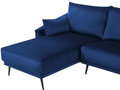 Beliani 3-Istuttava Kulmasohva Sametti Oikeak. Laivastonsininen Varde Best Sale