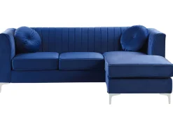 Beliani 3-Istuttava Kulmasohva Sametti Vasenk. Laivastonsininen Timra Store