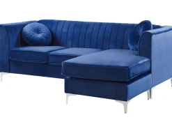 Beliani 3-Istuttava Kulmasohva Sametti Vasenk. Laivastonsininen Timra Store