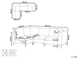 Beliani 4-Istuttava Kulmasohva Sametti Oikeak. Laivastonsininen Evja Best Sale