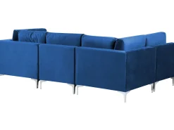 Beliani 4-Istuttava Kulmasohva Sametti Oikeak. Laivastonsininen Evja Best Sale