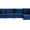 Beliani 5-Istuttava Kulmasohva Sametti Vasenk. Laivastonsininen Evja Hot