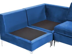 Beliani 5-Istuttava Kulmasohva Sametti Vasenk. Laivastonsininen Evja Hot