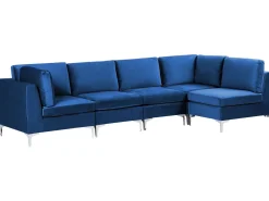 Beliani 5-Istuttava Kulmasohva Sametti Vasenk. Laivastonsininen Evja Hot