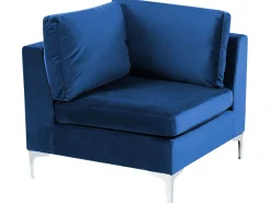 Beliani 5-Istuttava Kulmasohva Sametti Vasenk. Laivastonsininen Evja Hot