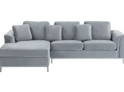 Beliani 4-Istuttava Kulmasohva Sametti Oikeak. Harmaa Oslo Flash Sale