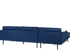 Beliani 4-Istuttava Kulmasohva Sametti Oikeak. Laivastonsininen Vinterbro Flash Sale