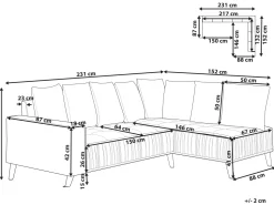 Beliani 3-Istuttava Kulmasohva Sametti Vasenk. Tummanvihrea Grena Hot